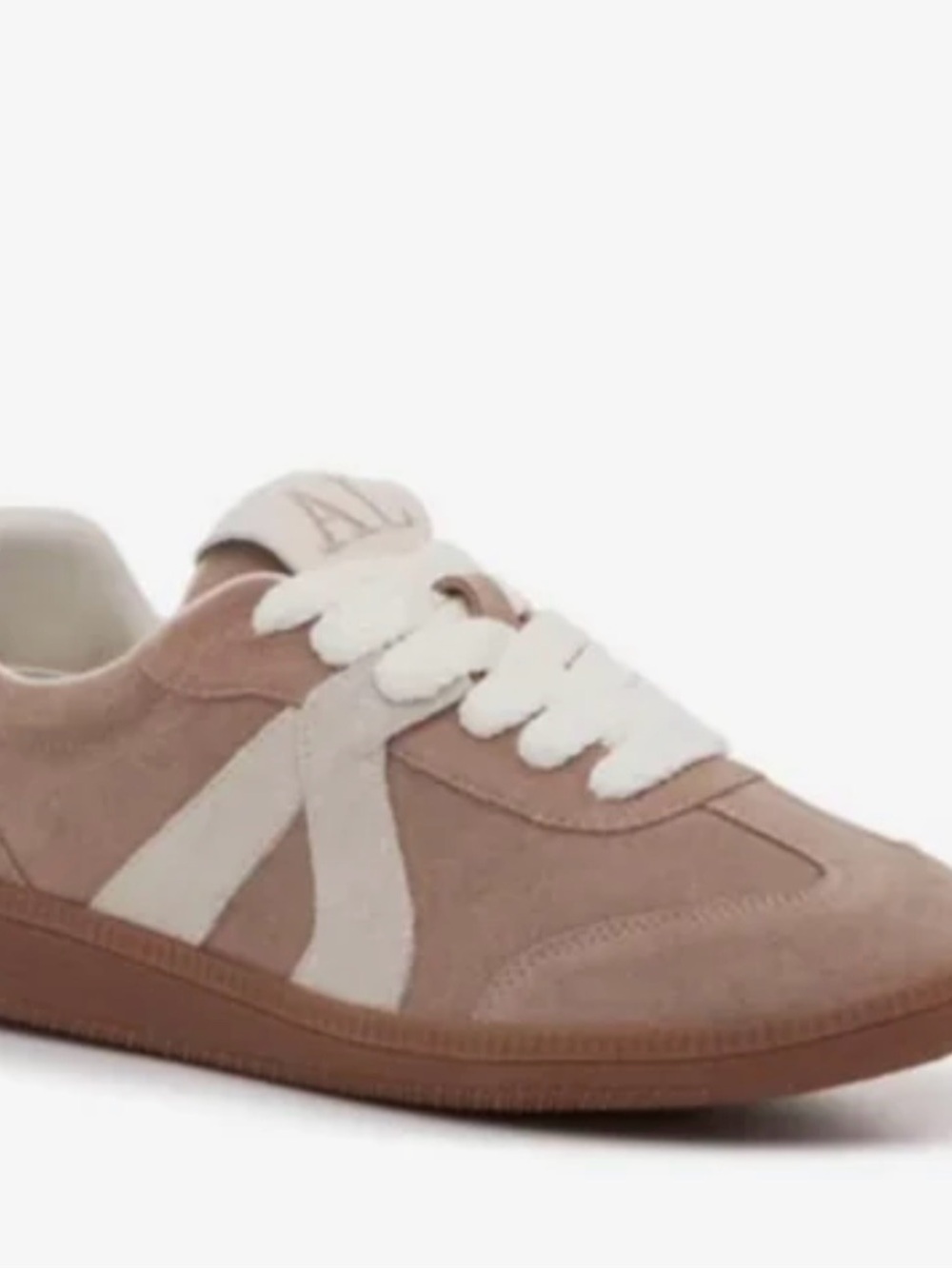 Anna Luisa Milano Beige Suede Low Top Lace-Up Sneakers Gum Sole Logo size 10